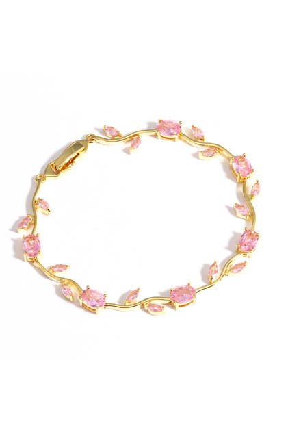 pink gold Luxury 16 Colors Sparkling Leaf Cubic Zirconia Branch Gold Silver Color CZ Crystal Bracele