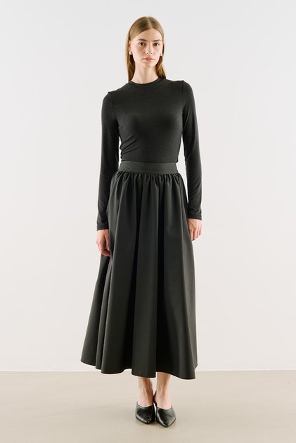 Technical Fabric Ruched Skirt Black