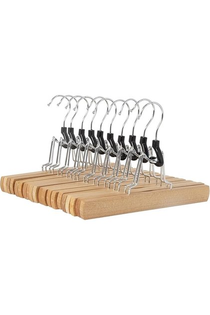 Sturdy Wooden Pants Hangers - Natural, 10-Pack