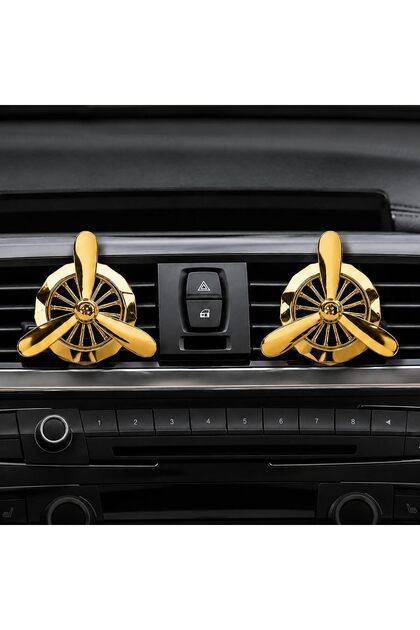 AUTO FAMILY Luxury Car Air Vent Diffuser Clip Set of 2 – Turbine Propeller Aromatherapy Freshener | Premium Metal Auto Air Freshener Vent Clip | Stylish Interior Car Fragrance Accessory (Gold)