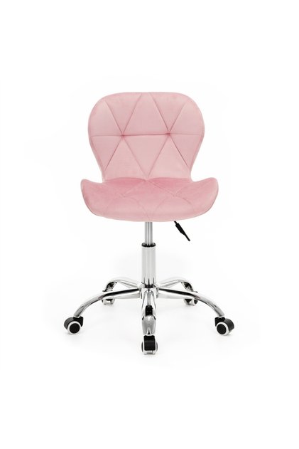 Scaun de birou ergonomic cu tapițerie din catifea, șezut moale, înălțime reglabilă, 50x47x70-80 cm, roz