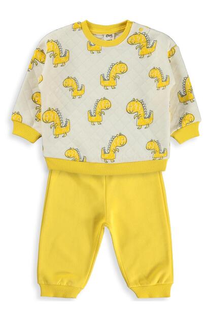 Dino Printed 6-18 Month Set - Mustard