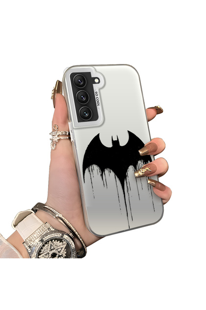 Samsung Galaxy S22 Compatible Acrylic Hard Back Panel Silicone Edged Phone Case with Batman Pattern