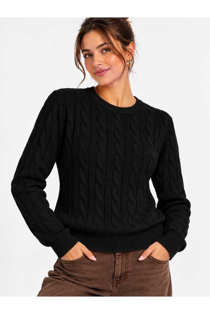 New Season Women's Crew Neck Hair Knit Patterned Long Sleeve Knitwear Sweater
