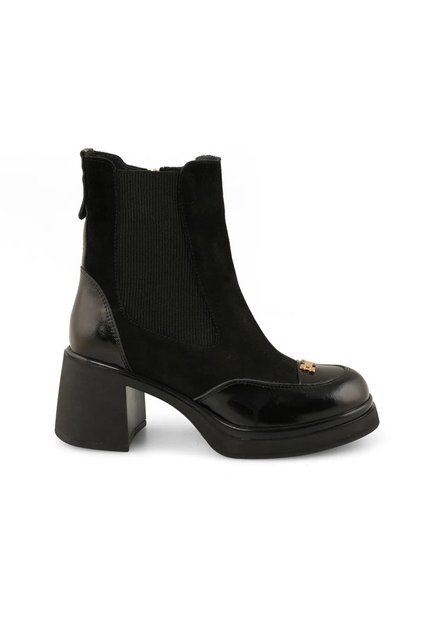 D26Kb-1945 Women's Genuine Leather Thick Heeled Casual Boots