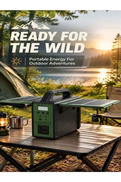300W Portable Power Station with LiFePO4 Battery - MPPT Solar Charging, USB-C PD Fast Charging, QC3.0, LED Flashlight, Bluetooth Speaker and FM Radio for Camping, Travel and Emergency Backup