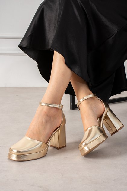 Ba04617 Women's Gold Wedding Evening Dress Wedding Dress Casual Platform 9 cm Heeled Shoes