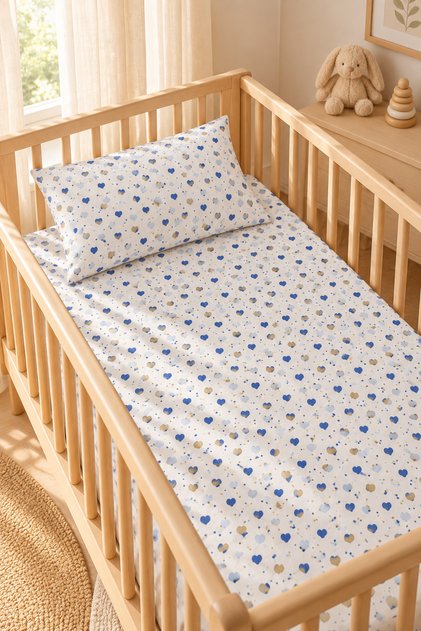 100% Cotton Ranforce Baby Sheet Set Heart