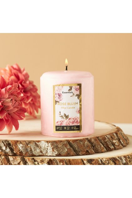 Essentials Vanilla Fleur Scented Pillar Candle - 8 cms
