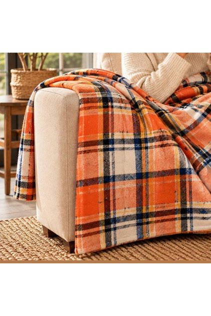 Cotton Plaid Sofa Throw/Cover