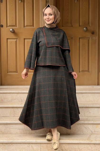 Kahma Shawl Detailed Blouse Skirt Knitwear Set