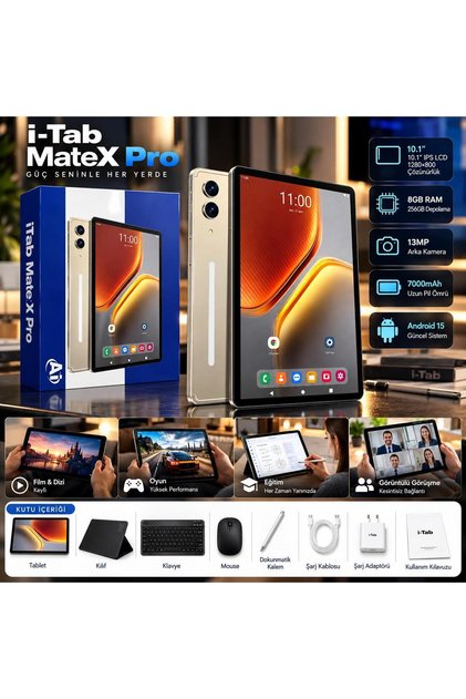 i-Tab MateX Pro Klavyeli Tablet 10.1 İnç 5G Kalemli Tablet