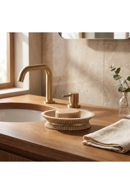 Golden Ripple Textured Polyresin Soap Dish