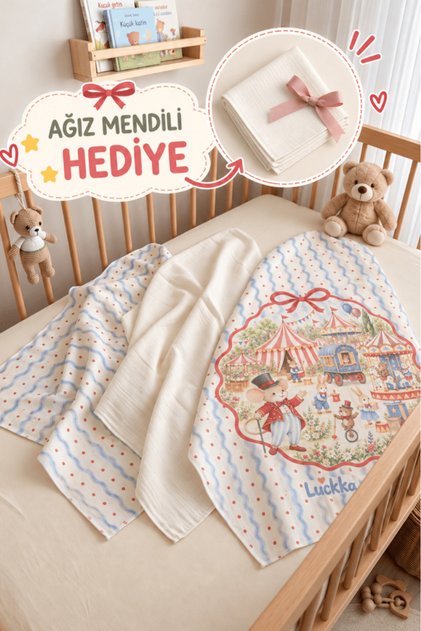 Littlestory 3-Piece Baby Muslin Cover Set 100% Cotton 75X78 cm 2 Patterns 1 Ecru - Ztlittlestory