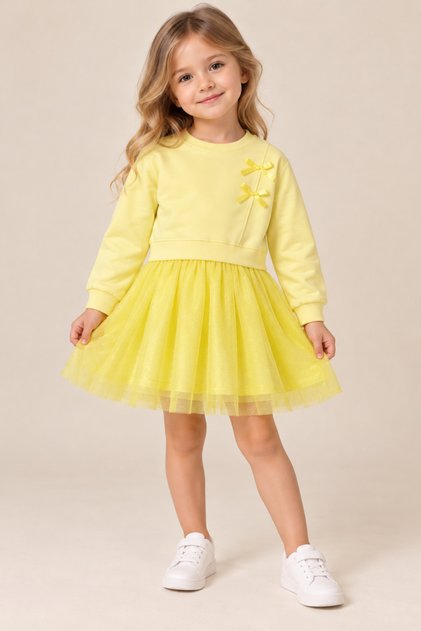 Girl's Tulle Glitter Sweatshirt Dress