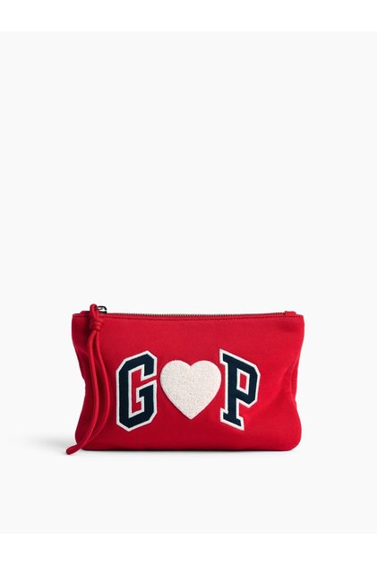 Kırmızı Kalp Baskılı Pouch