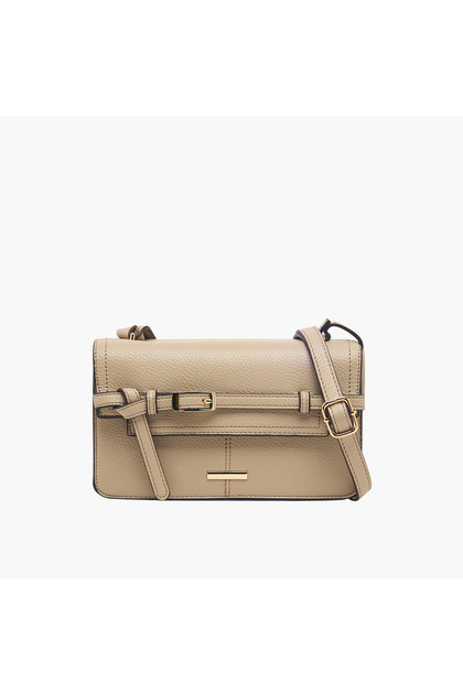 Textured Crossbody Bag with Adjustable Strap