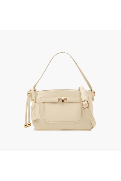 Textured Crossbody Bag with Zip Closure