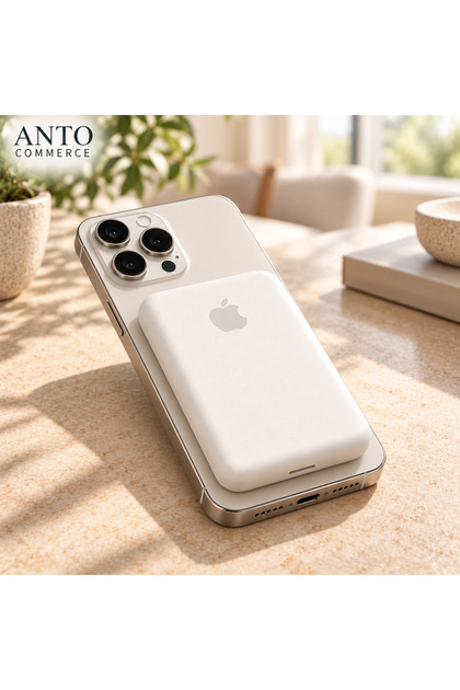 Baterie externă magnetică pentru iPhone 10000 mAh , încărcare wireless, design compact, alb