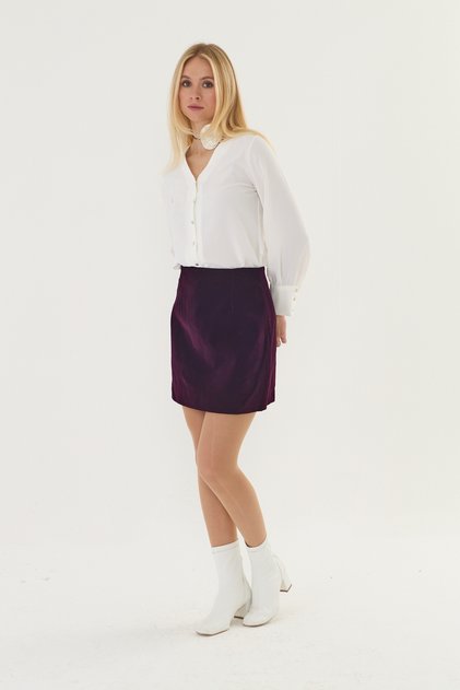 Velvet Burgundy Mini Skirt