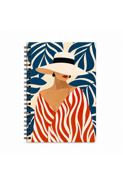 Botanical Metal Spiral Oval Corner Notebook Ivory A5 Unlined 100 Sheets