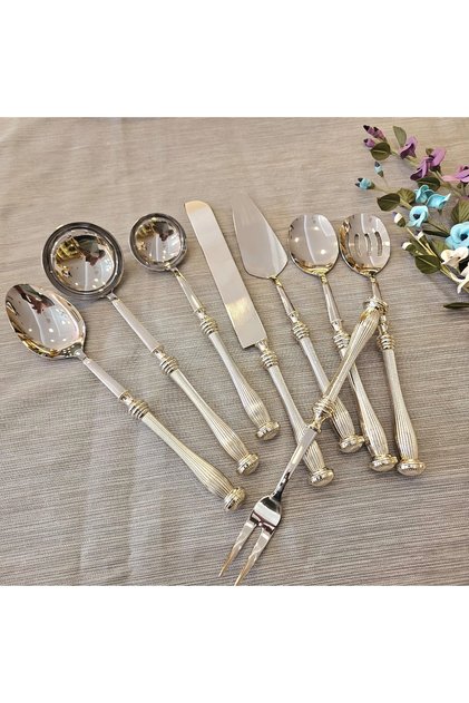 8-Piece Serving Set with Silver Handle