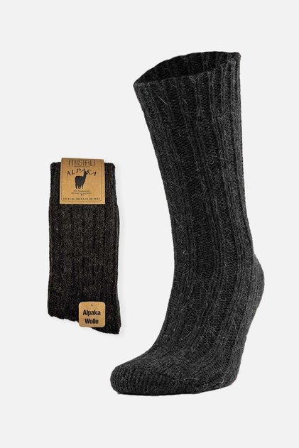 Egyptian Unisex 5 Layer Alpaca Wool Winter Single Sock Socks Anthracite