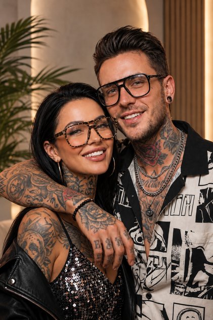 Set of 2 Black and Leopard Patterned Blue Light Protection Glasses for Couples Optical Frame Compatible