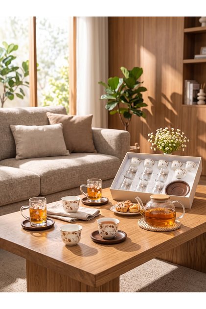 Luxury Coffee Cup and Saucer Set - Elegant Design - 18 Pieces