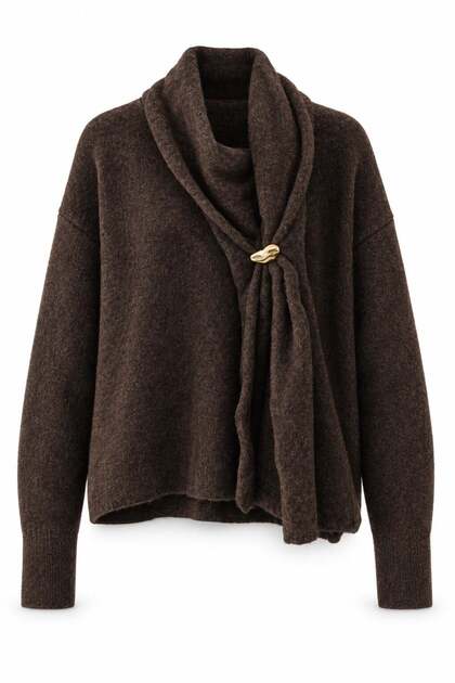 Knitwear Sweater with Gold Accessories Brown
