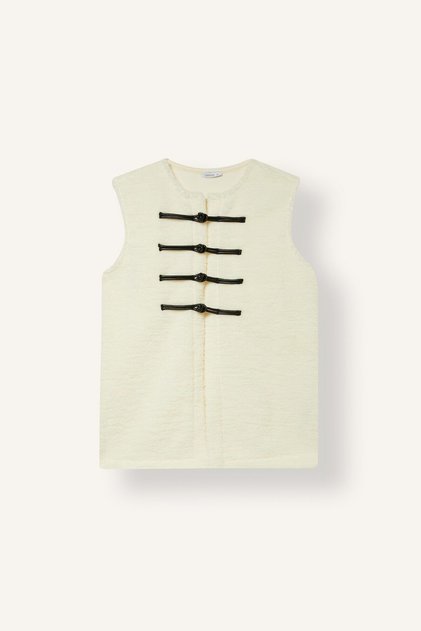 Regular Fit Sleeveless Button Detailed Plush Basic Cardigan I2531Ax26Wn