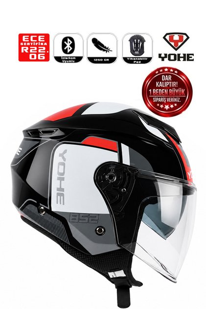 OF852 Motorsiklet Kaskı Gloss Red White