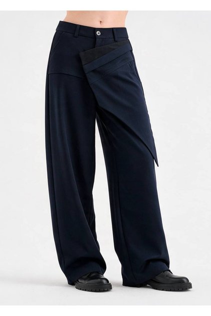 Pantaloni de damă cu design Palazzo Fit și detaliu cu pliuri în față