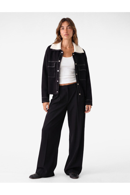 Viscose Blended Long Sleeve Polo Collar Knitwear Cardigan