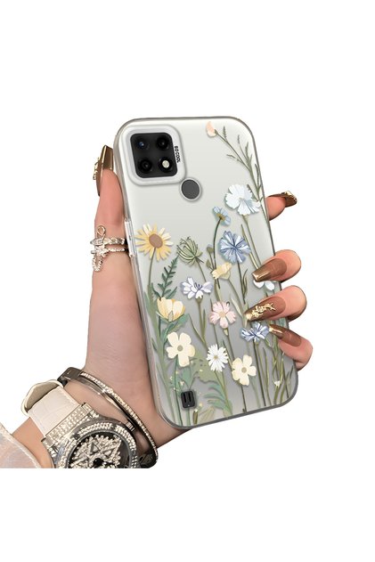 Realme C21 Compatible Retro Wild Flowers Patterned Phone Case Shockproof Case