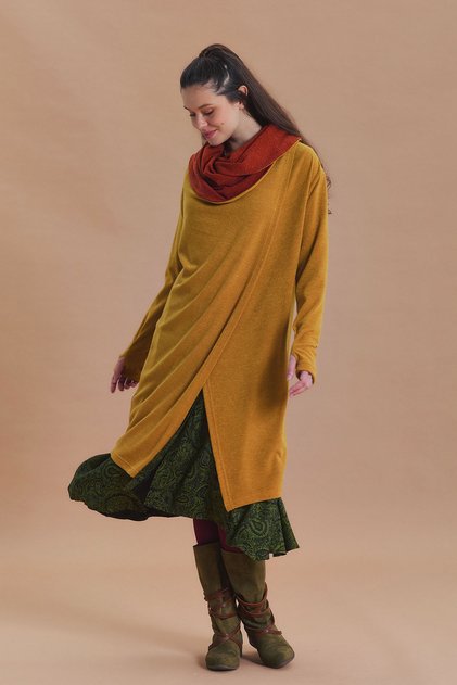 Flowy Hooded Collar Fingered Long Cardigan