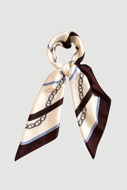 Chain Belt Motif Scarf - Ecru