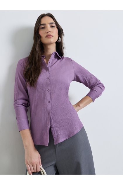 Purple Relaxed Fit Textured Shirt