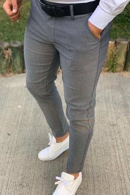Men's Gray Chino Pants Slim Fit Narrow Leg