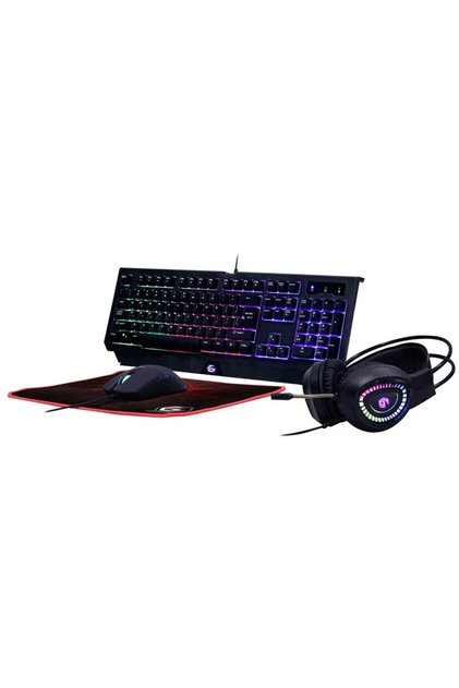 Set gaming tastatura, mouse, casti si mousepad GGS-UMGL4-01-DE, cu cablu, iluminat RGB, RU layout