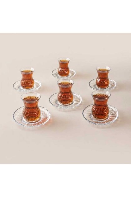 Bouquet 6 Kişilik 12 Parça Çay Takımı - Şeffaf - 175 ml