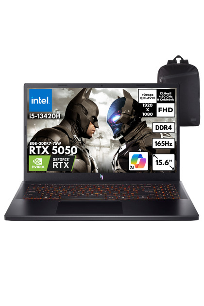 Nitro ANV15-52 Core i5-13420H 16GB 1TB RTX5050 15.6" 165HZ Win11 Pro +S.ÇNT NH.QZ7EY.004HMF16