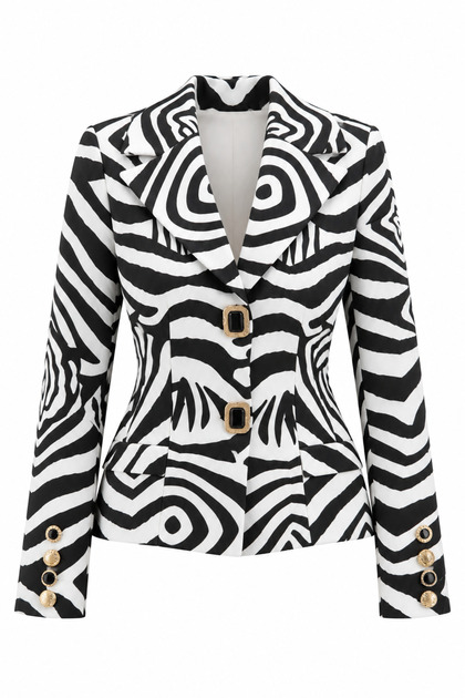 Vatkalı Zebra Desen Ceket