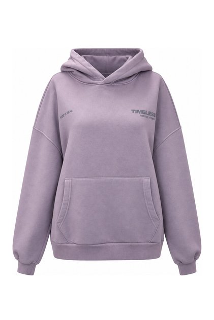 Hooded Sweatshirt with Text Printed on Front and Back