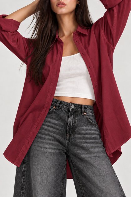 Women's Oversize Long Sleeve Basic Shirt