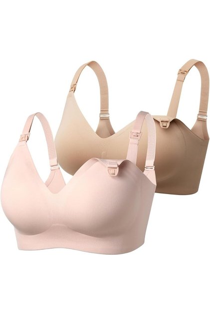 Comfortable Nursing Bras Set for Moms during Pregnancy, Seamless and Wire-Free Breastfeeding Bra, Provides Natural Shape, Bra