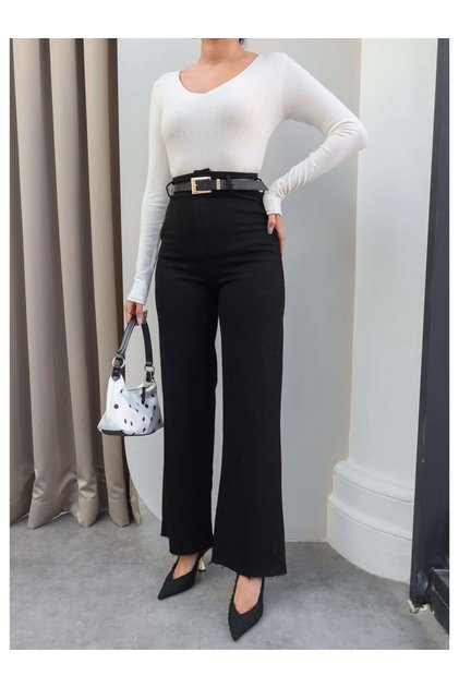 High Waist Belted Wide Leg Jeans