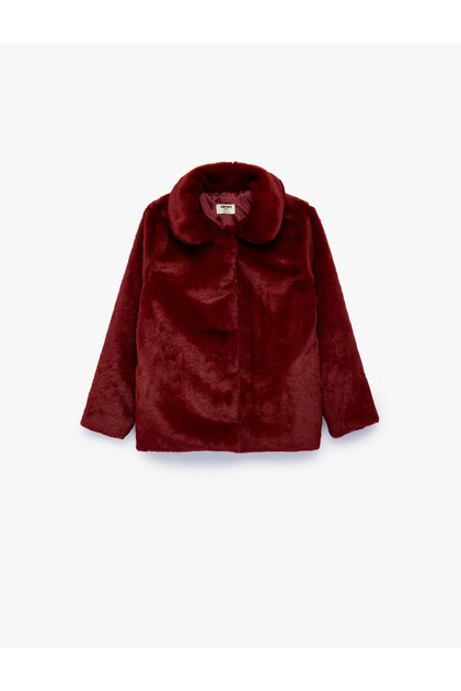 Baby Collar Long Sleeve Faux Fur Coat with Pockets