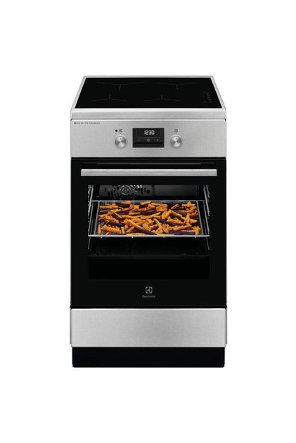 Aragaz LKI564266X, Electric, Inductie, 4 zone de gatit, Booster, SteamBake, AirFry, Autocuratare catalitica, Timer electronic, Grill, Iluminare cuptor, Clasa A, Argintiu