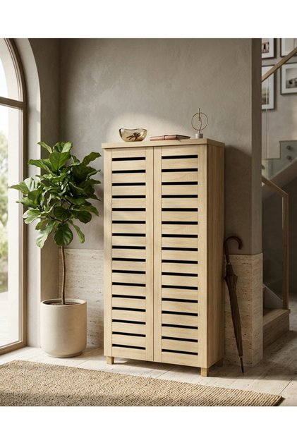 Malaze Long 2 Door Storage Cabinet with Multiple Shelves